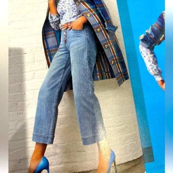 Cabi Palm Beach Crop Wide Leg Jeans 6182 Light Wash Size 6 - Picture 2 of 10